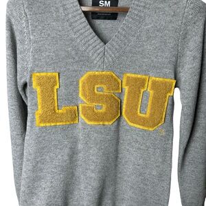 Alma Mater Size Small LSU Gray V Neck Sweater Chenile Official Sports College